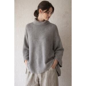 OSKA Alpaca Wool Blend Sweater US Large Lagenlook Gray Minimalist Made Germany